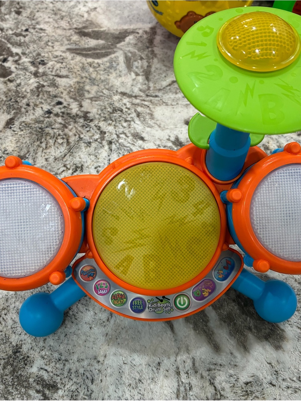 Kids Electronic Drum Set Toy - Orange & Yellow- NO STICKS